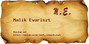 Malik Evariszt névjegykártya